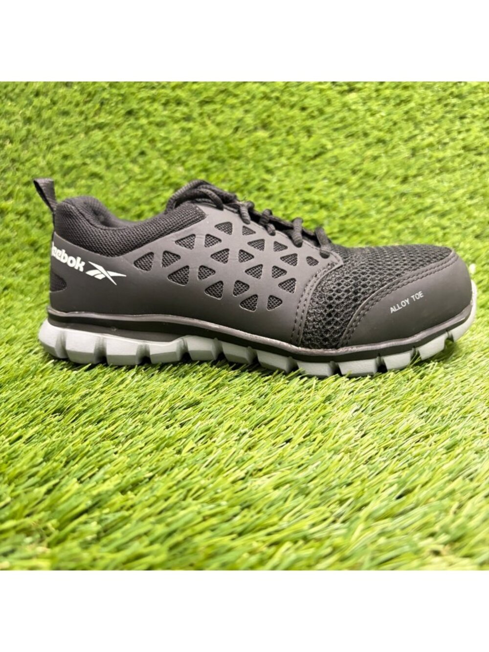 Reebok Sublite Cushion Womens Size 6W Black White Alloy Toe Safety Work Shoes